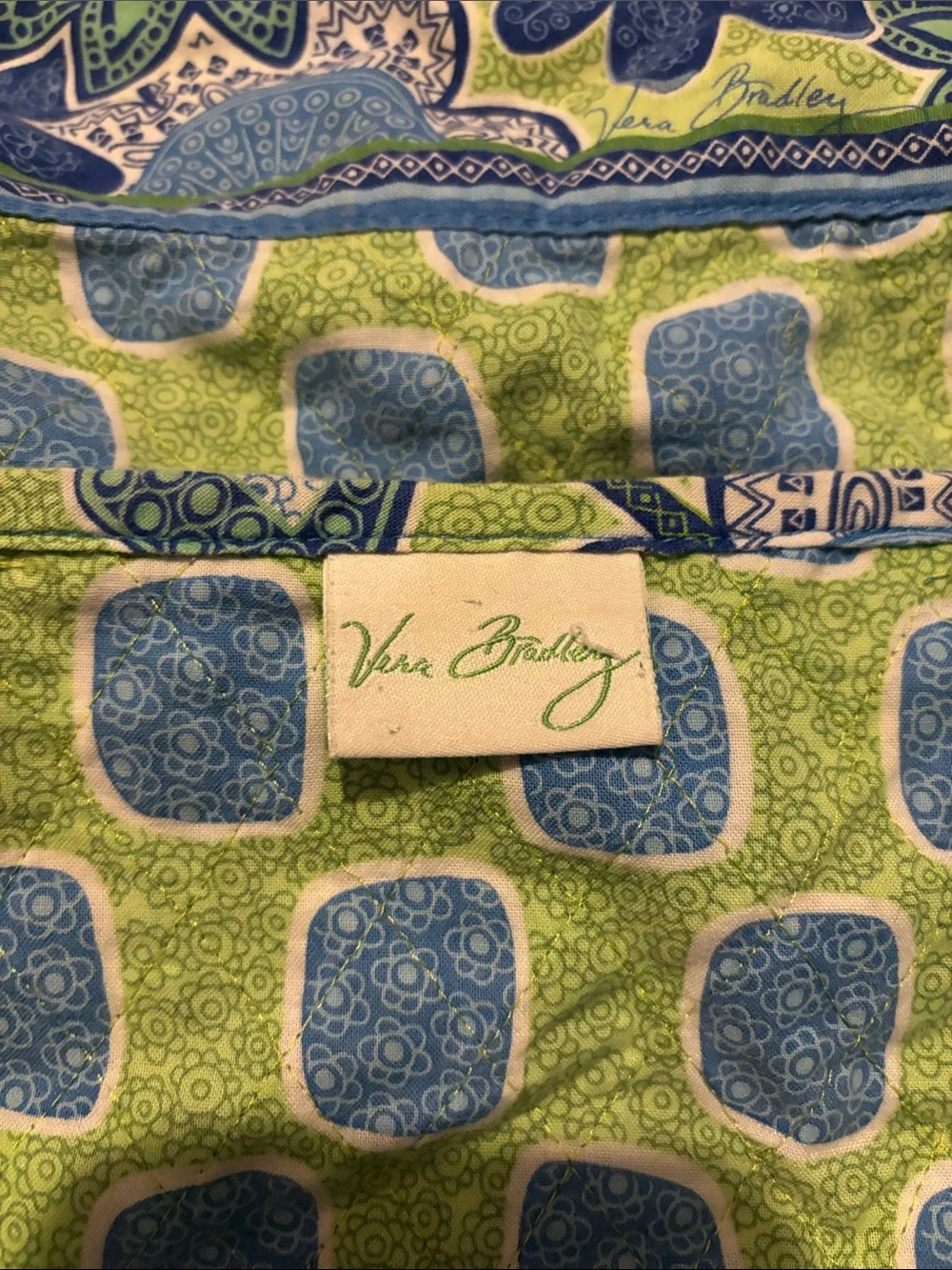 Floral Blue & Green Pattern Tote Bag